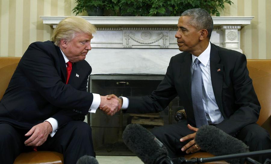 Obama, Trump meet at White House to begin transition of power