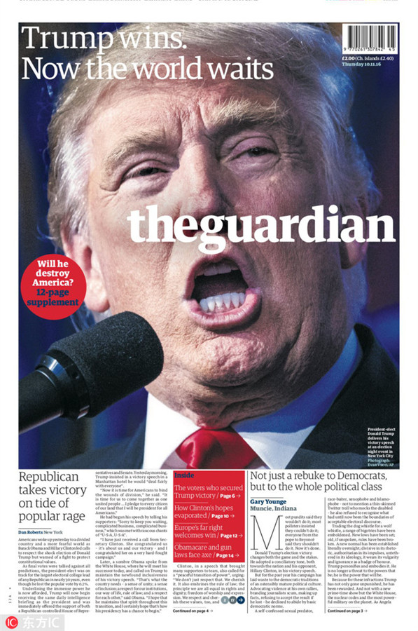 Trump's victory on global front pages