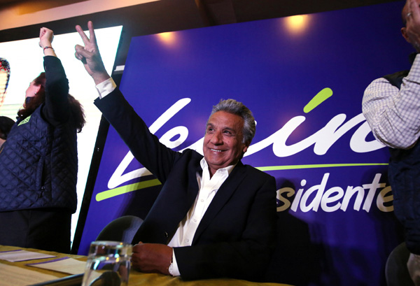Ecuador's ruling party candidate declares victory in exit polls