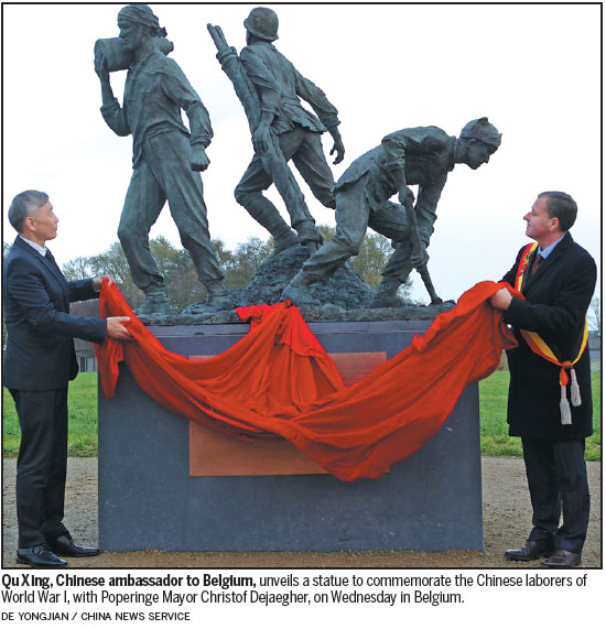 Chinese heroes get Belgium statue